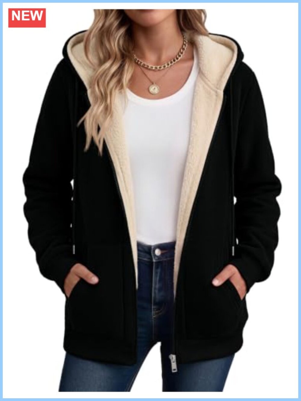 Women's Sherpa Fleece Zip Up Jacket Hoodie Winter Warm